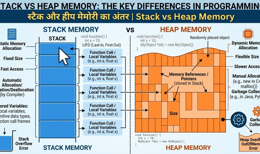 स्टैक और हीप मेमोरी का अंतर | Stack vs Heap Memory